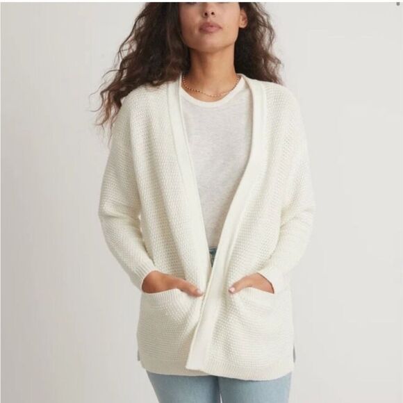 Marine Layer Catalina white waffle knit cardigan size small - Picture 2 of 8